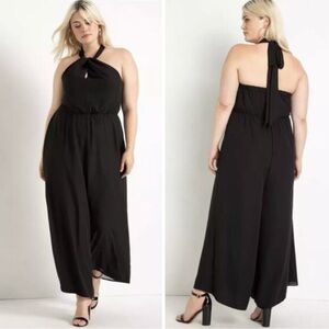 Eloquii Black Wide Leg Keyhole Jumpsuit
